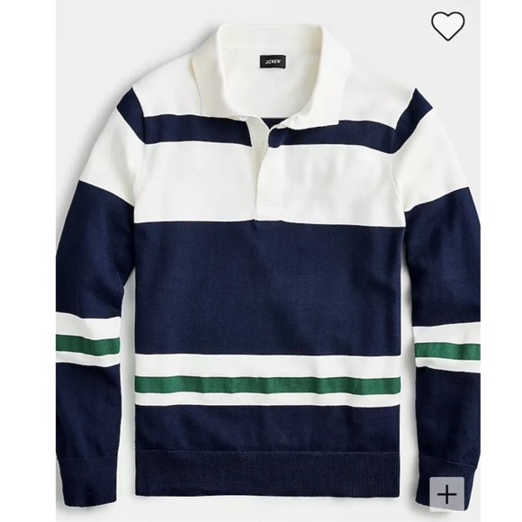 J.Crew Navy White and Green Striped Polo Rugby Sweater size XXL - Picture 1 of 6